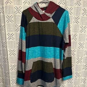 Lularoe multi color stripe Amber unicorn sweatshirt 2XL NWT